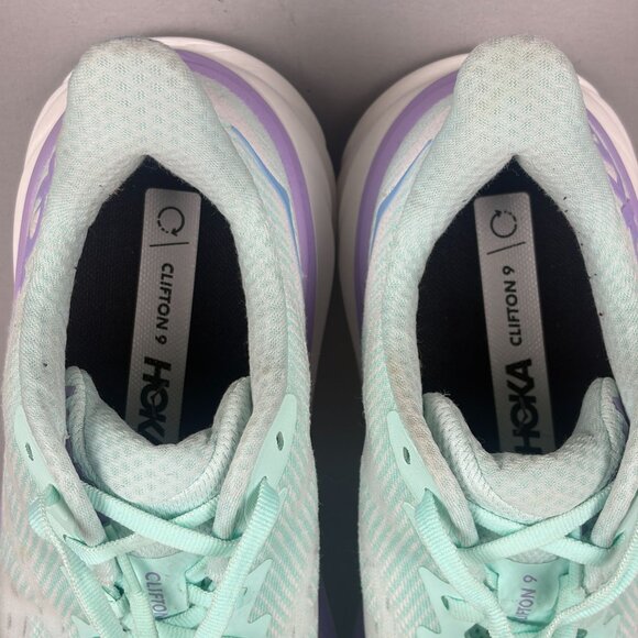 Hoka Clifton 9 Athletic Running Shoes Womens 7 Sunlit Ocean Lilac Mist Low Top - Picture 8 of 10